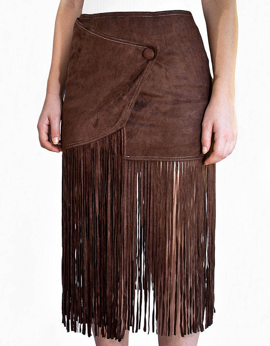 Chocolate Brown Fringe Skirt